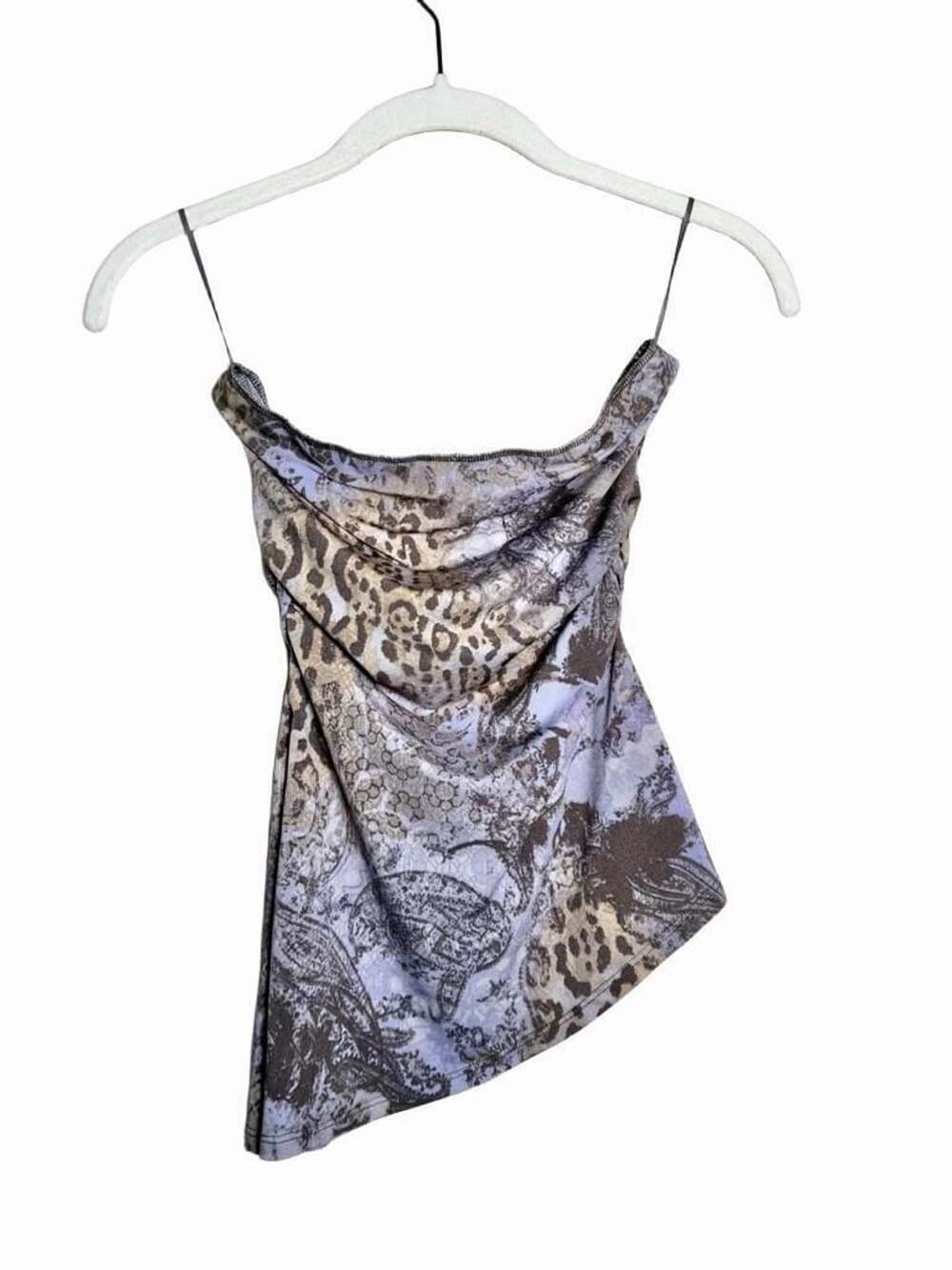 Y2K Urban Outfitters Cowl Neck Top Size S Animal Print Asymmetrical Cami